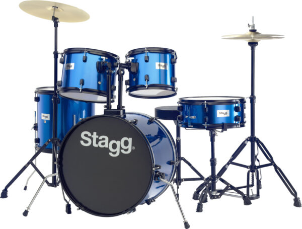 STAGG TIM120B BL 5-delig, 6 lagen linde, 20" Standaard drumstel met hardware & bekkens