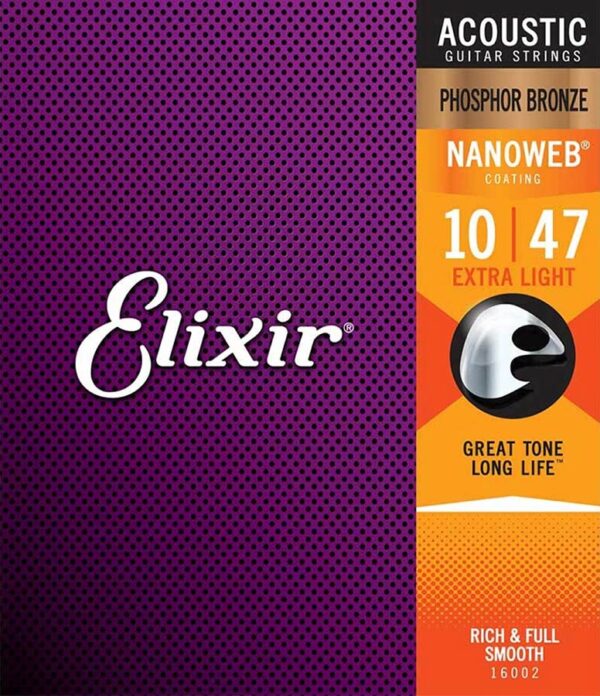 Elixir Nanoweb EL-16002 string set acoustic coated phosphor bronze