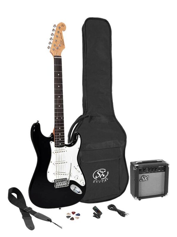 SX  SE1SK-BK ST style electric guitar pack