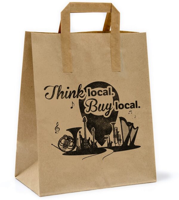 private label  TLBL-01/50 paper bag for campaign THINK LOCAL BUY LOCAL 22+12x29cm