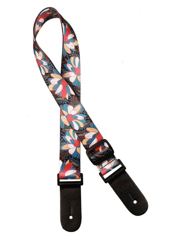 Gaucho Standard Series GSTU-80-MC ukulele strap with multicolor flowers